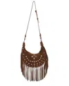 Walter Baker Willow Fringe Mini Suede Hobo Bag In Brown