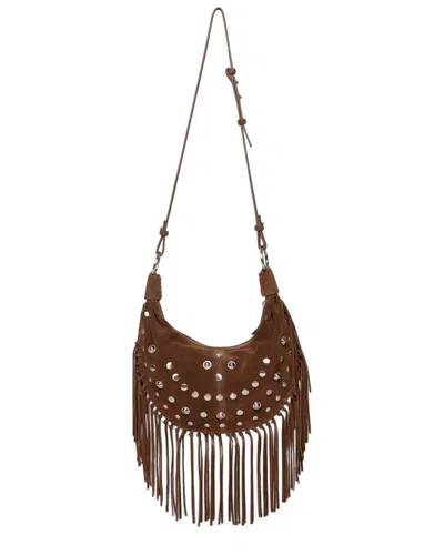WALTER BAKER WILLOW FRINGE MINI SUEDE HOBO BAG
