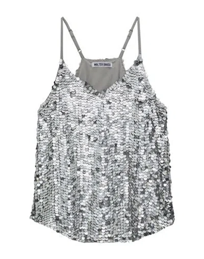 Walter Baker Woman Tank Top Silver Size Xs Polyester