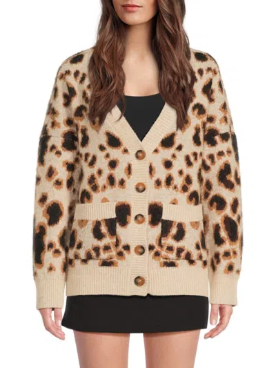 Walter Baker Women's Abigail Oversized Leopard-print Cardigan In Brown