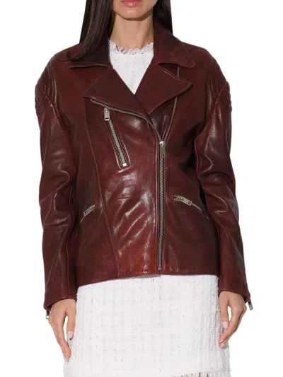 Walter Baker Alexa Leather Jacket In Red