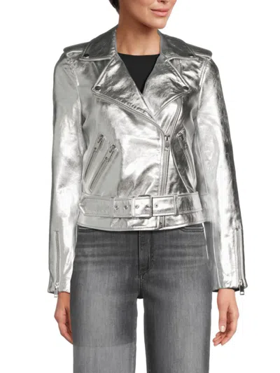 Walter Baker Women's Allison Metallic Biker Jacket In Platinum
