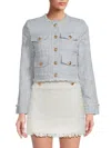Walter Baker Women's Bennet Frayed Tweed Jacket In Blue