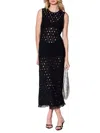 Walter Baker Women's Brianna Crochet Knit Fringe Midi Dress In Cream Black