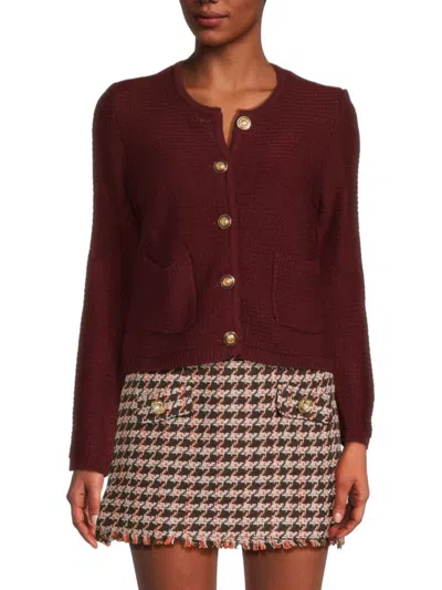 Walter Baker Women's Button-front Knit Cardigan In Burgundy