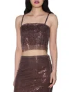 Walter Baker Womens Sequined Mesh Shell In City Mink