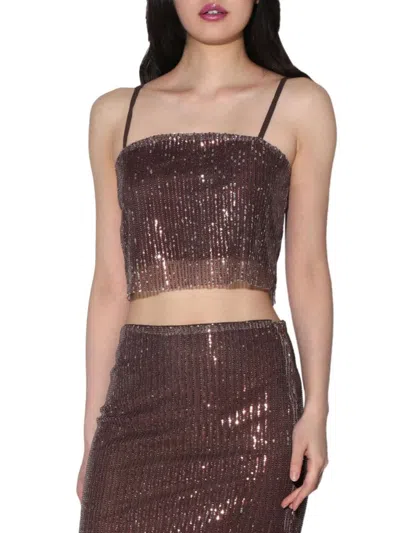 Walter Baker Womens Sequined Mesh Shell In City Mink