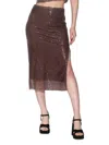 Walter Baker Plus Womens Sequined Party Midi Skirt In Brown