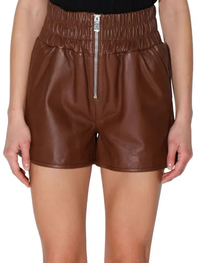 Walter Baker Women's Dallas Relaxed Fit High Rise Leather Shorts In Walnut