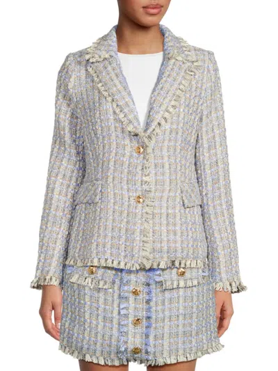 Walter Baker Women's Damon Pattern Blazer In Malibu Light Blue Tweed