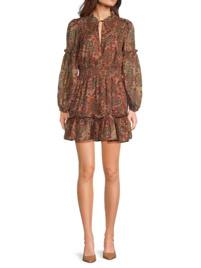 Walter Baker Women's Darlene Floral Ruffle Minidress In Brown