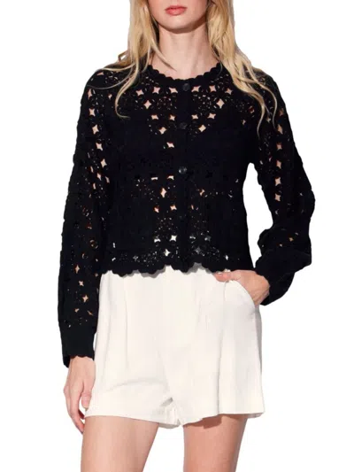 Walter Baker Women's Dot Crochet Brooke Cropped Cardigan