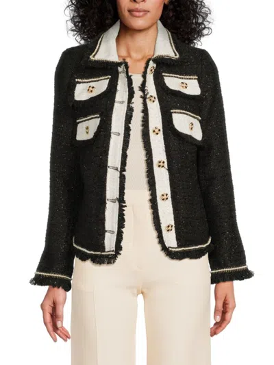 Walter Baker Women's Dylan Tweed Contrast-trim Jacket In Black
