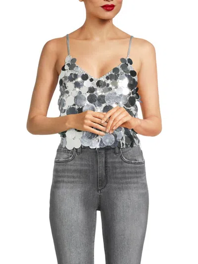 Walter Baker Women's Dynah Sequin Spaghetti Strap Top In Gray