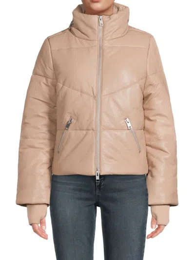Walter Baker Women's Edwina Lamb Leather Puffer Jacket In Rose Pink