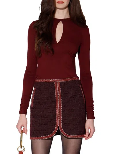 Walter Baker Women's Elaine Ribbon-trim Tweed Miniskirt In Red