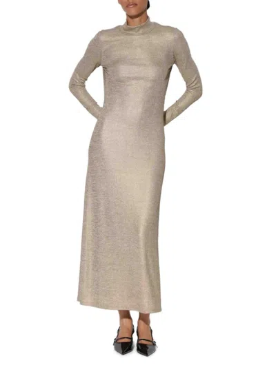 Walter Baker Women's Ella Metallic Mock Turtleneck Maxi Dress In Gray