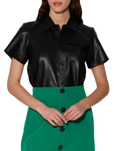 Walter Baker Women's Eros Leather Button Up Top In Black