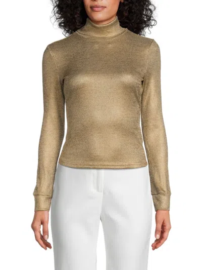 Walter Baker Women's Evanna Ribbed Metallic Silk Blend Top In Gold