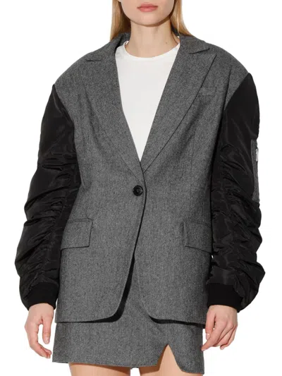 WALTER BAKER WOMEN'S ASHER MIXED-MEDIA WOOL-BLEND OVERSIZED JACKET