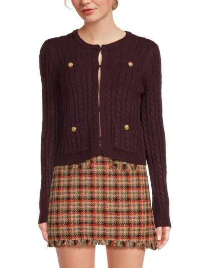 Walter Baker Women's Giselle Cable Knit Cardigan In Brown