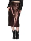 Walter Baker Glynice Leather Midi Skirt In Bronze