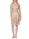 Walter Baker Women's Gold Embroidered Sheer Long-sleeve Sheath Dress In Gold
