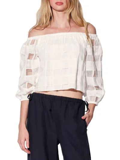 WALTER BAKER WOMEN'S GRACIE OFF-THE-SHOULDER COTTON-SILK CROP TOP