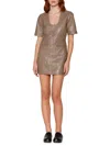 Walter Baker Harlynn Fitted Leather Dress In Sand