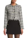 Shop Walter Baker Women's Irene Tweed Crop Jacket In Navy White Multi