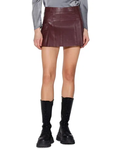 Walter Baker Women's Izzie Pleated Stretch Leather Mini Skirt In Plum