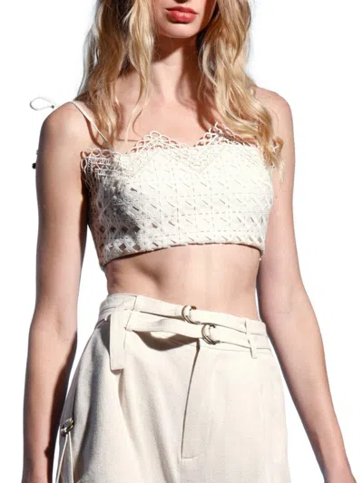 Walter Baker Women's Johanna Smocked Crop Top In Bone