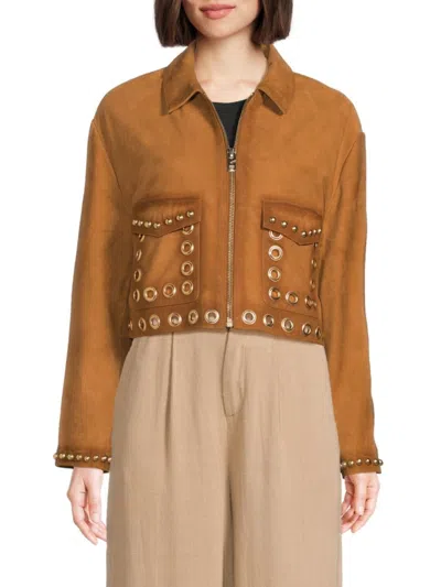 Walter Baker Women's Jolene Grommet-trim Leather Jacket In Brown