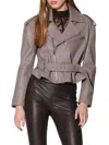 Walter Baker Women's Jordy Crop Leather Biker Jacket In Smoke
