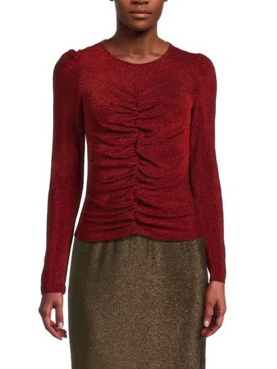 Walter Baker Women's Justine Shimmer Ruched Top In Shimmer Red