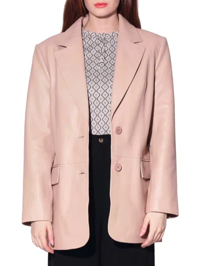Walter Baker Women's Kira Oversized Leather Blazer In Rose Pink