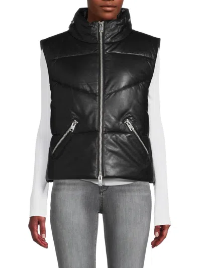 Walter Baker Women's Landon Lamb Leather Puffer Vest In Black