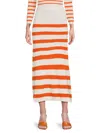 Walter Baker Women's Lidia Stripe Midi Skirt In Orange Crush Stripe