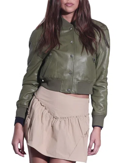 Walter Baker Women's Lindsey Leather Snake-print Bomber Jacket