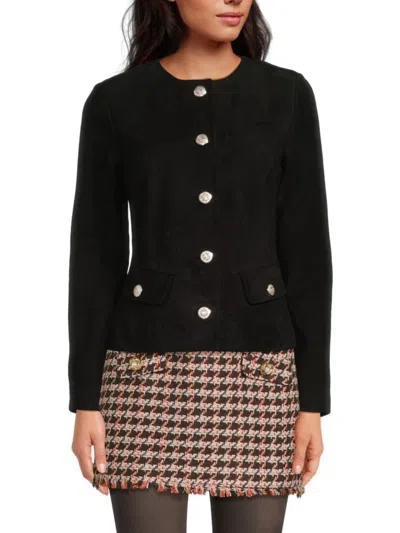 Walter Baker Women's Lolita Suede Button-front Jacket In Black