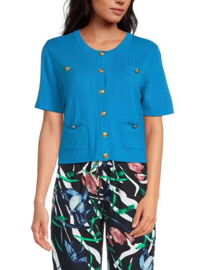 Walter Baker Women's Louise Ribbed Cardigan In Bright Blue