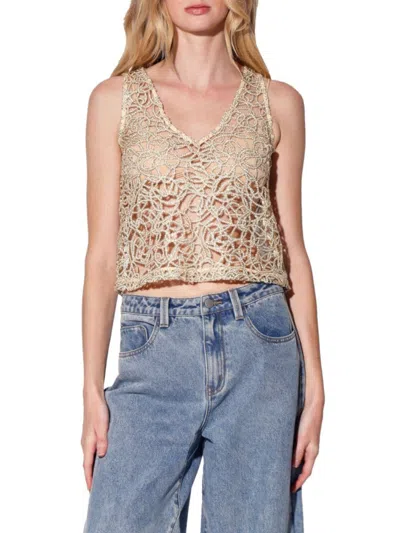 Walter Baker Women's Macie Lace Cropped Sleeveless Top In Gold