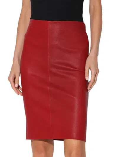 Walter Baker Women's Mae Metallic Leather Pencil Skirt In Red