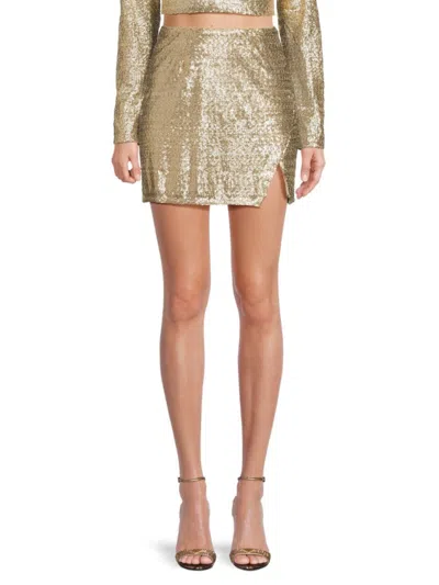 Walter Baker Women's Mallory Sequin Slit Mini Skirt In Gold Rush