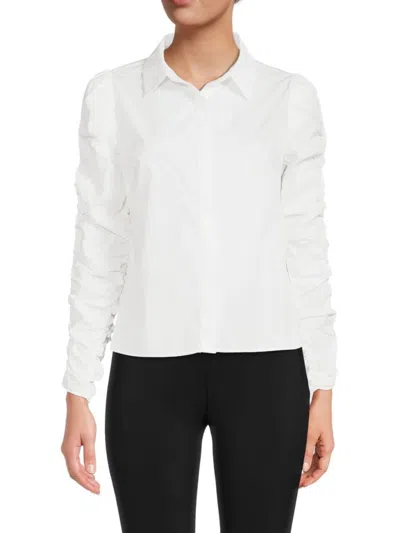 Walter Baker Women's Marcella Ruched Sleeve Shirt In White