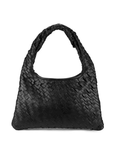 Walter Baker Women's Mini Haven Metallic Woven Leather Top Handle Bag In Black