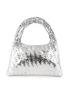Walter Baker Women's Mini Haven Metallic Woven Leather Top Handle Bag In Silver