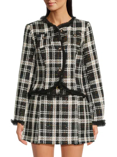Walter Baker Women's Nolita Tweed Plaid Jacket In Black