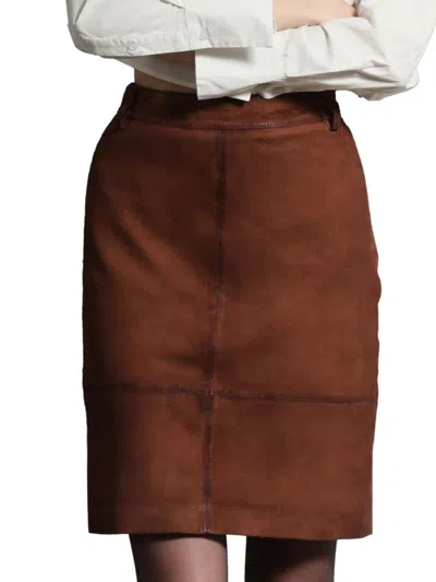 Walter Baker Women's Piper Suede Mini Skirt In Cognac Suede