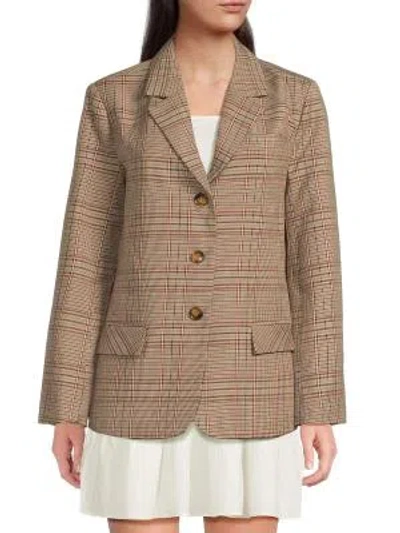 Walter Baker Women's Plaid Tailored Longline Blazer In Brown